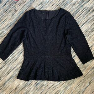 NWT Talbots Black Stretchy Lace Peplum Top